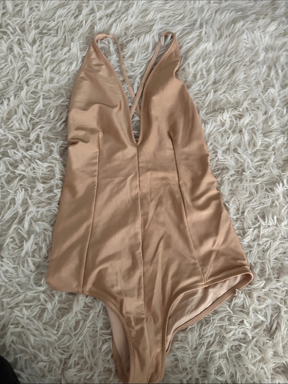 Sleek goldfish Nude Satin One-Piece Swimsuit